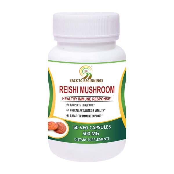 back to beginnings reishi mushroom standardized extract 500 mg – 60 veg capsules