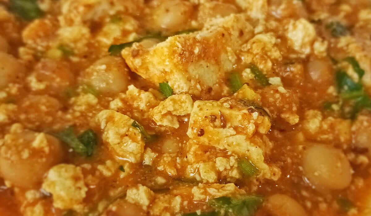anil grover scrambled tofu chikpeas closeup